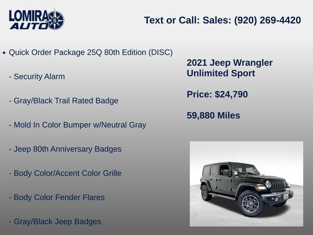 Used 2021 Jeep Wrangler Unlimited Sport AWD/4WD image 21