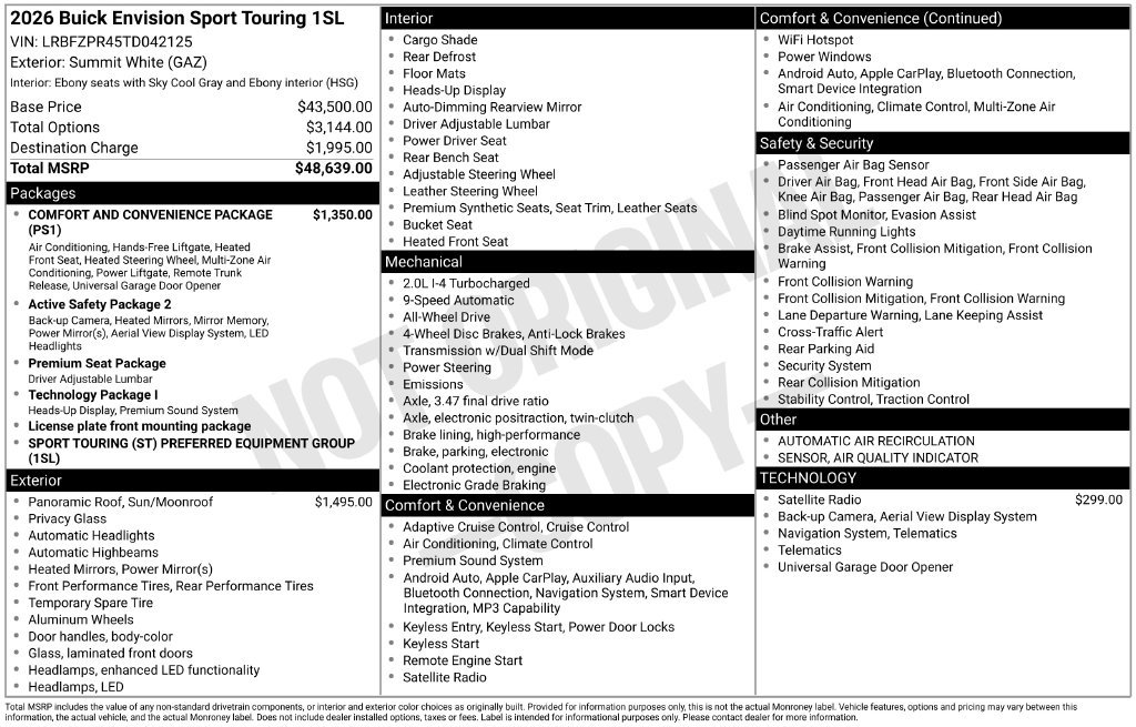 New 2026 Buick Envision Sport Touring AWD/4WD image 39