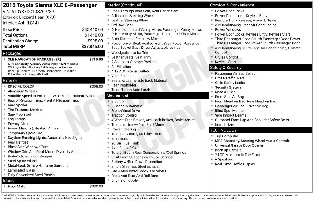 Used 2016 Toyota Sienna XLE w/ XLE Navigation Package FWD image 4