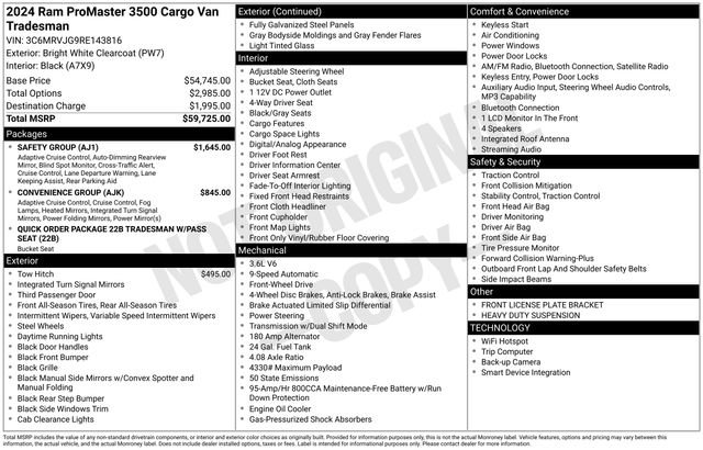 New 2024 RAM ProMaster 3500 w/ Safety Group image 4