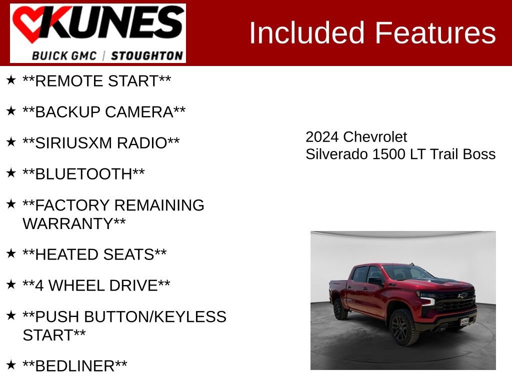 Used 2024 Chevrolet Silverado 1500 LT Trail Boss w/ Convenience Package II AWD/4WD image 2