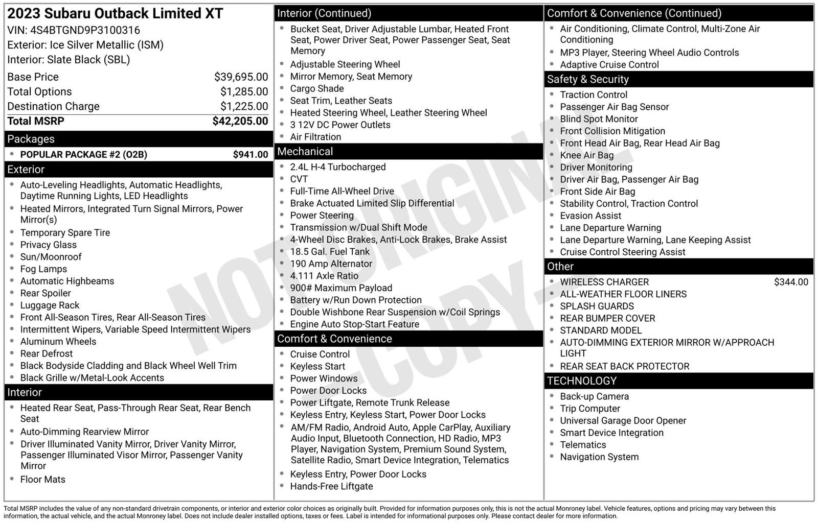 Certified 2023 Subaru Outback Limited XT w/ Popular Package #2 image 3