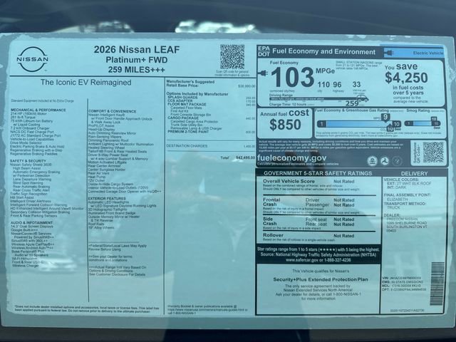 New 2026 Nissan Leaf Platinum+ w/ Cargo Package (Platinum+) image 8