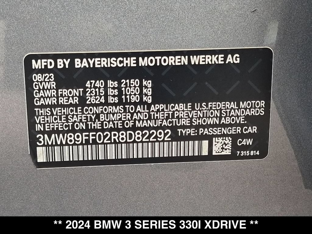 Certified 2024 BMW 330i xDrive Sedan w/ Premium Package AWD/4WD image 29