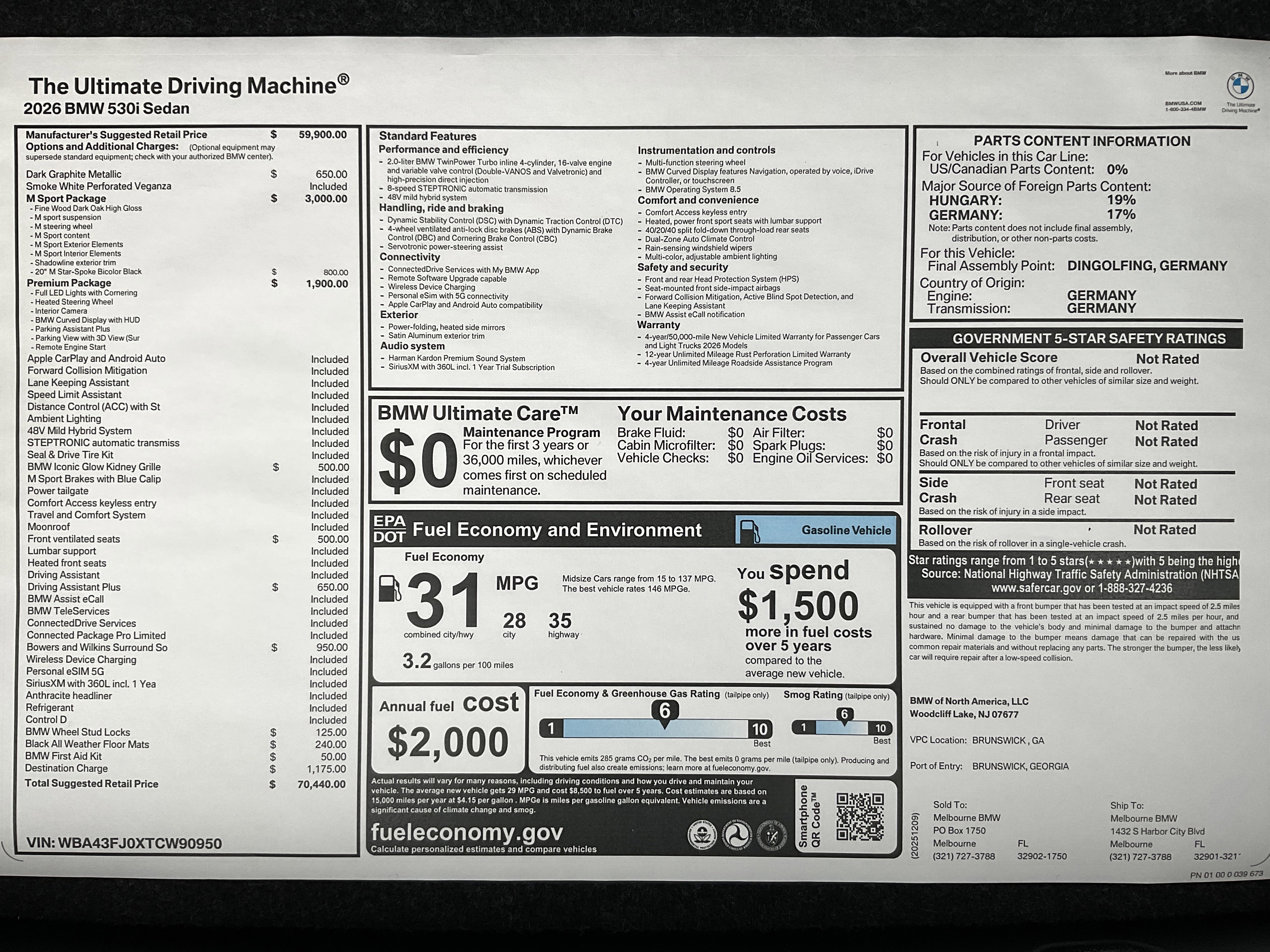 New 2026 BMW 530i w/ M Sport Package image 36