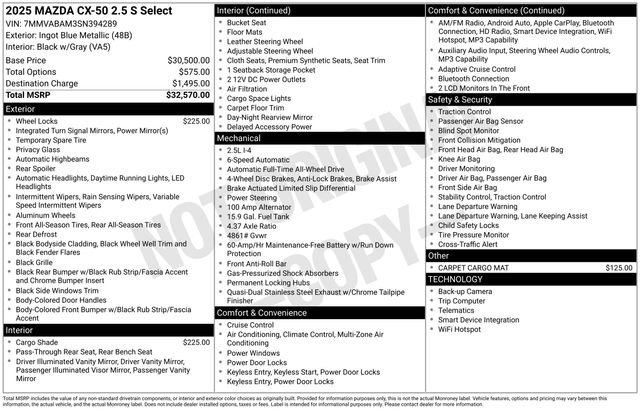 New 2025 MAZDA CX-50 AWD 2.5 S w/ Select Package image 20