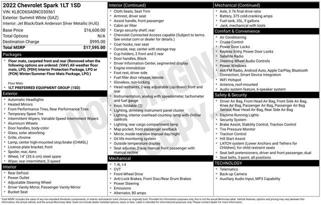 Used 2022 Chevrolet Spark LT image 7