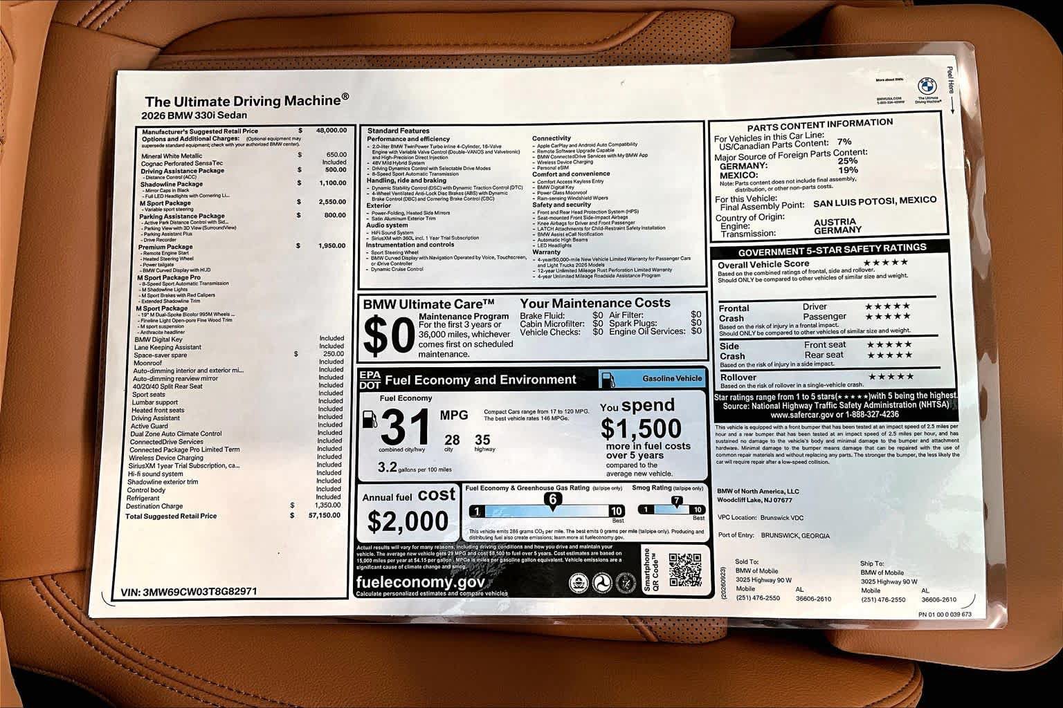 New 2026 BMW 330i Sedan w/ M Sport Package RWD image 20