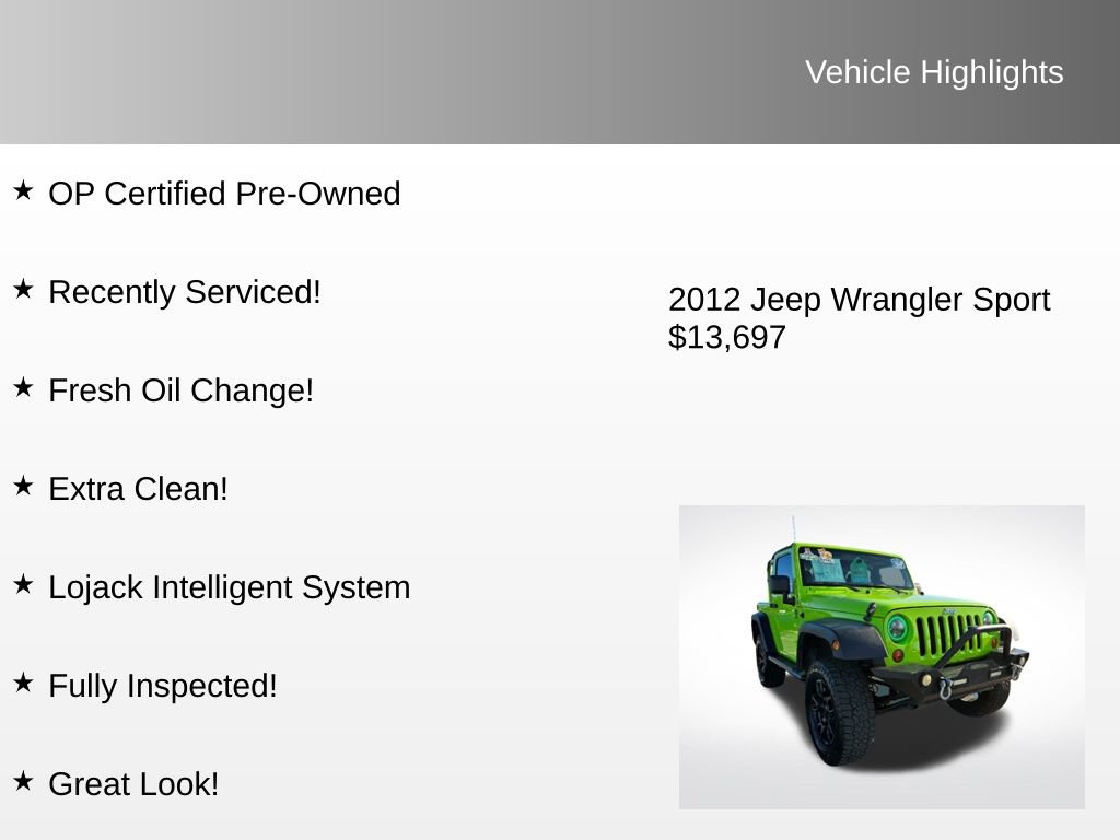 Used 2012 Jeep Wrangler Sport image 4