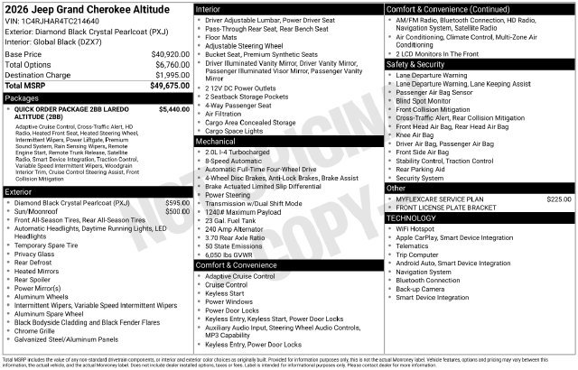 New 2026 Jeep Grand Cherokee Altitude AWD/4WD image 4