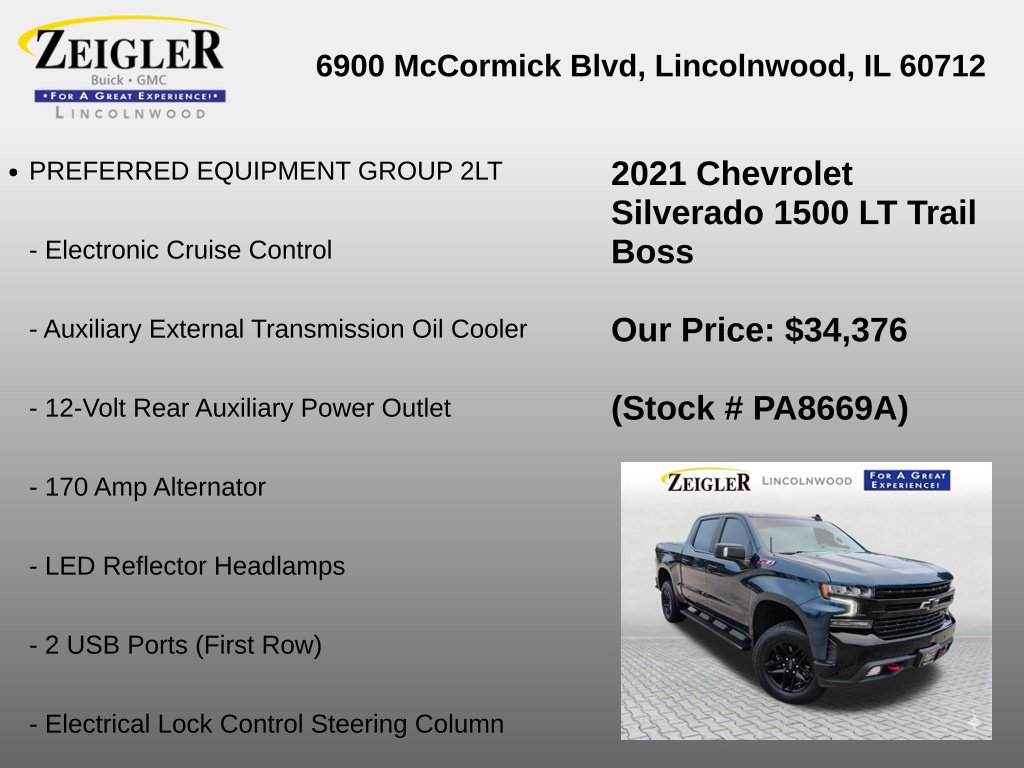 Certified 2021 Chevrolet Silverado 1500 LT Trail Boss w/ Convenience Package II AWD/4WD image 18