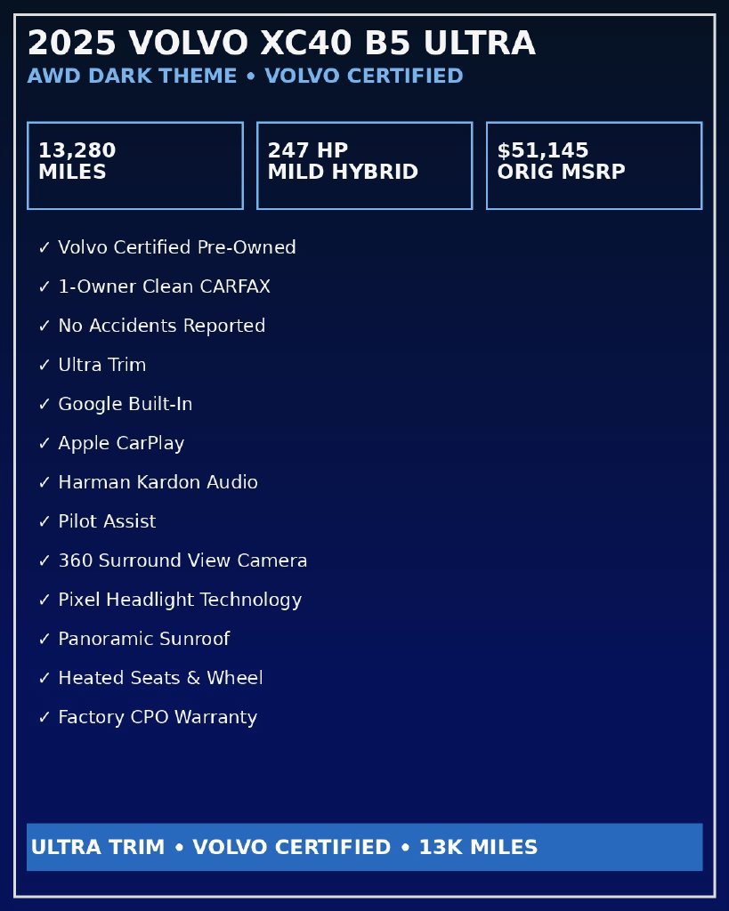 Certified 2025 Volvo XC40 B5 Ultra AWD/4WD image 2