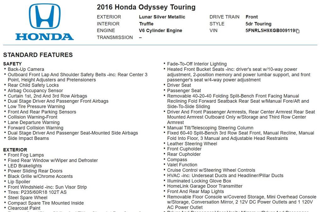 Used 2016 Honda Odyssey Touring image 17
