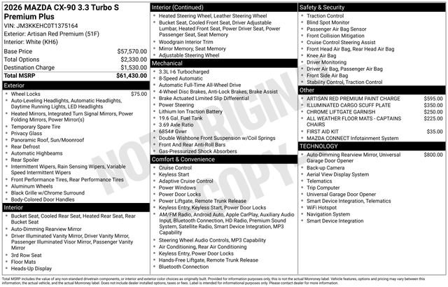 New 2026 MAZDA CX-90 3.3 Turbo S w/ Premium Plus AWD/4WD image 5