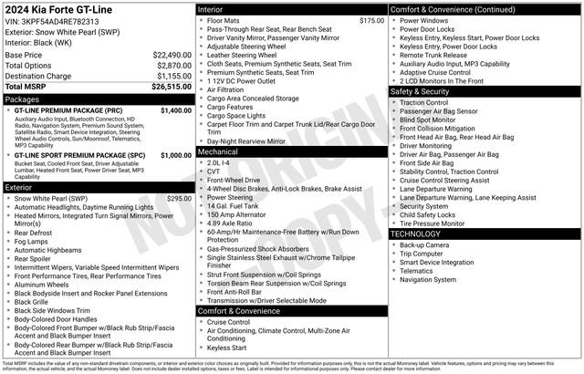 Used 2024 Kia Forte GT-Line w/ GT-Line Premium Package FWD image 6