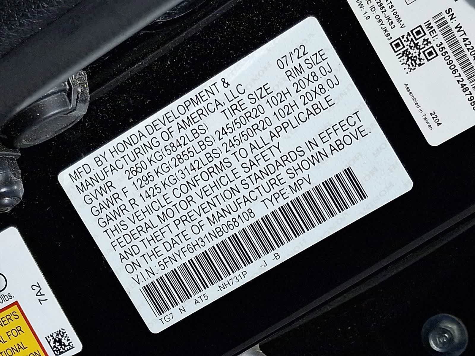 Used 2022 Honda Pilot Sport image 38