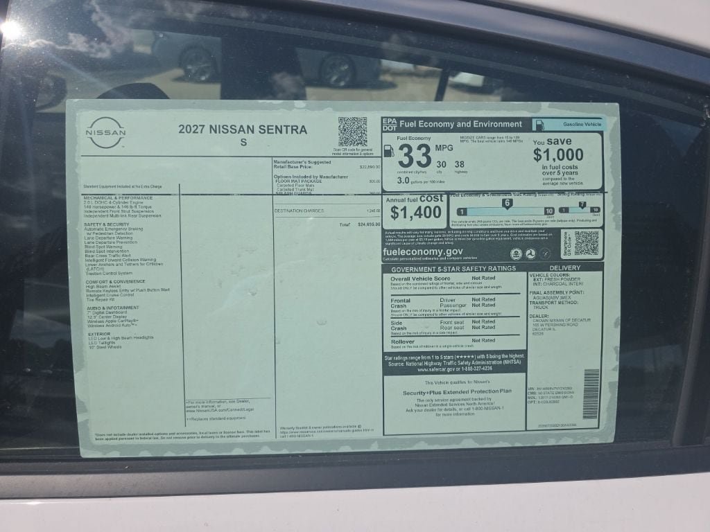 New 2027 Nissan Sentra S w/ Floor Mat Package FWD image 10