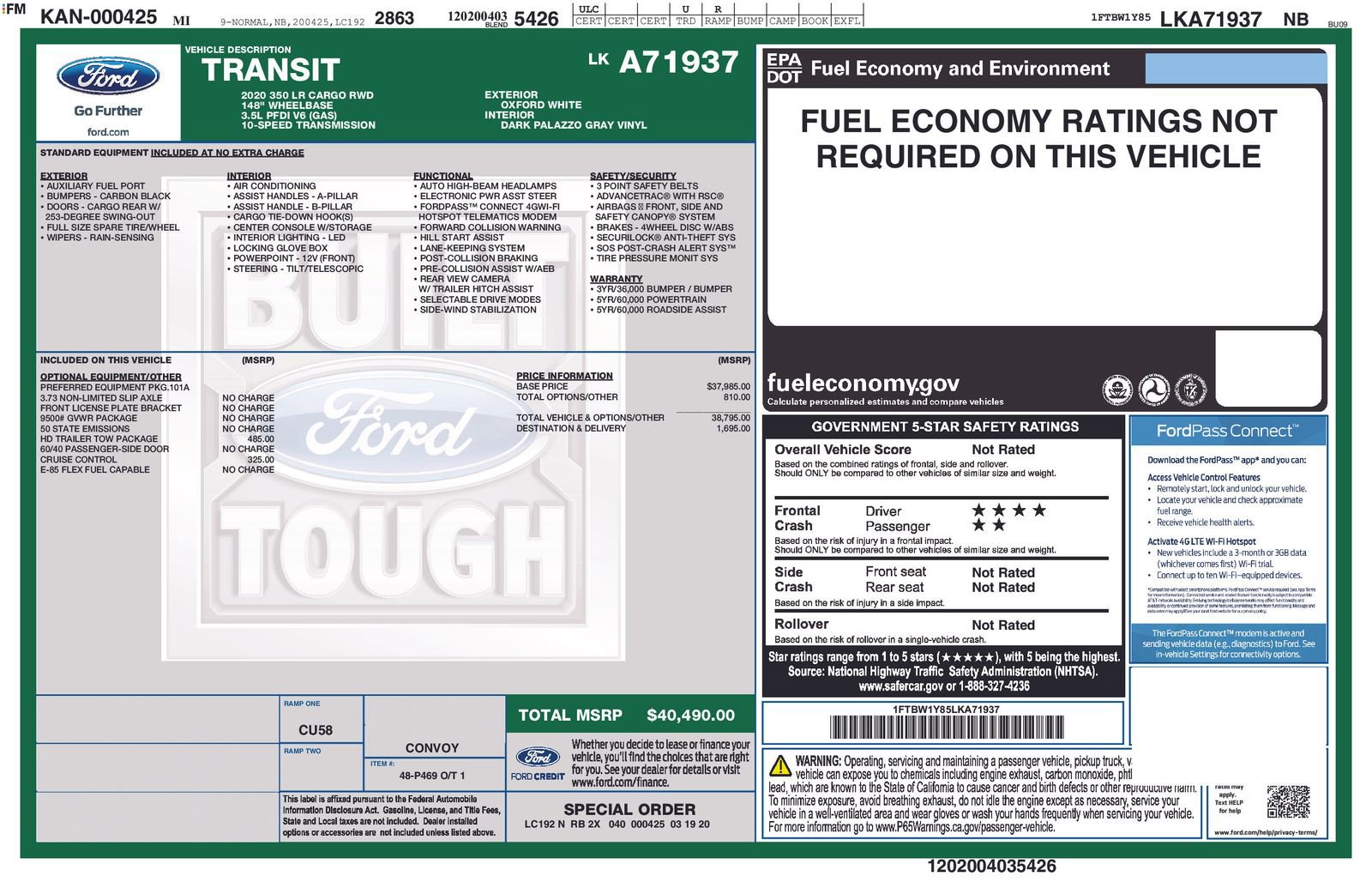 Used 2020 Ford Transit 350 Low Roof RWD image 4