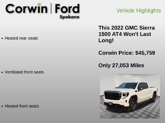 Used 2022 GMC Sierra 1500 AT4 w/ Technology Package AWD/4WD image 12