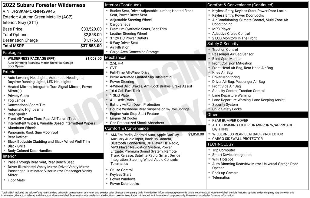 Used 2022 Subaru Forester Wilderness w/ Wilderness Package image 32