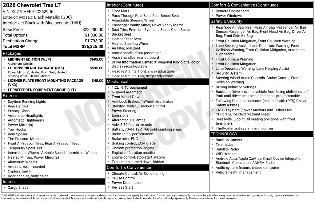 New 2026 Chevrolet Trax LT w/ Midnight Edition FWD image 38