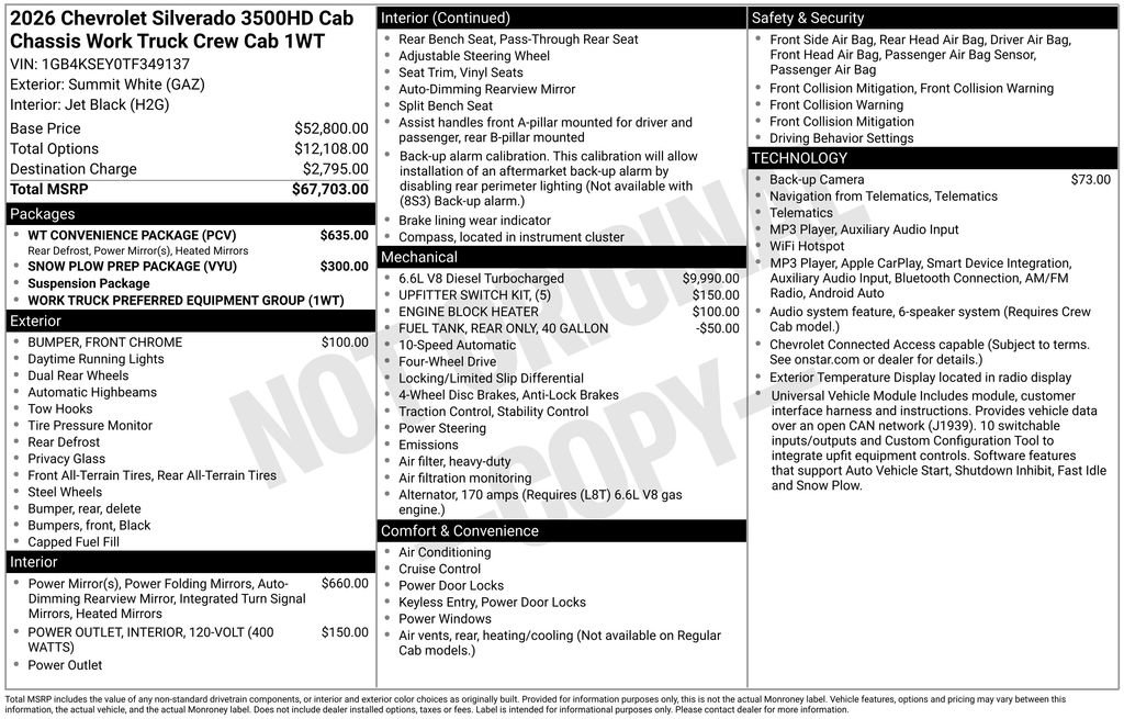 New 2026 Chevrolet Silverado 3500 W/T AWD/4WD image 18