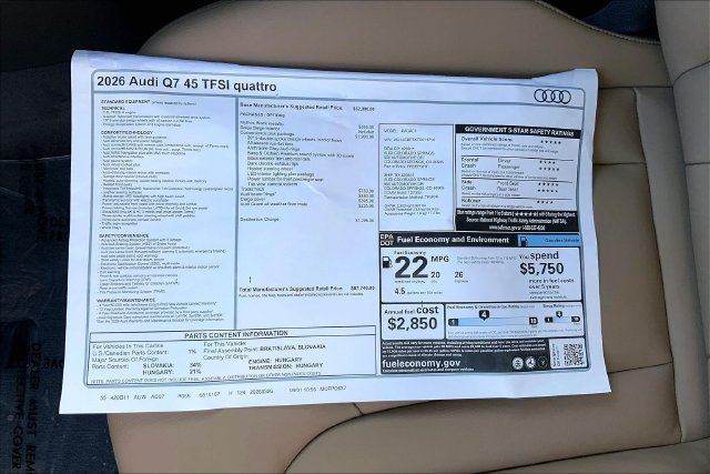 New 2026 Audi Q7 2.0T Premium AWD/4WD image 13