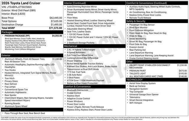 New 2026 Toyota Land Cruiser w/ Premium Package AWD/4WD image 34