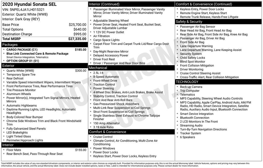 Used 2020 Hyundai Sonata SEL w/ Cargo Package FWD image 37