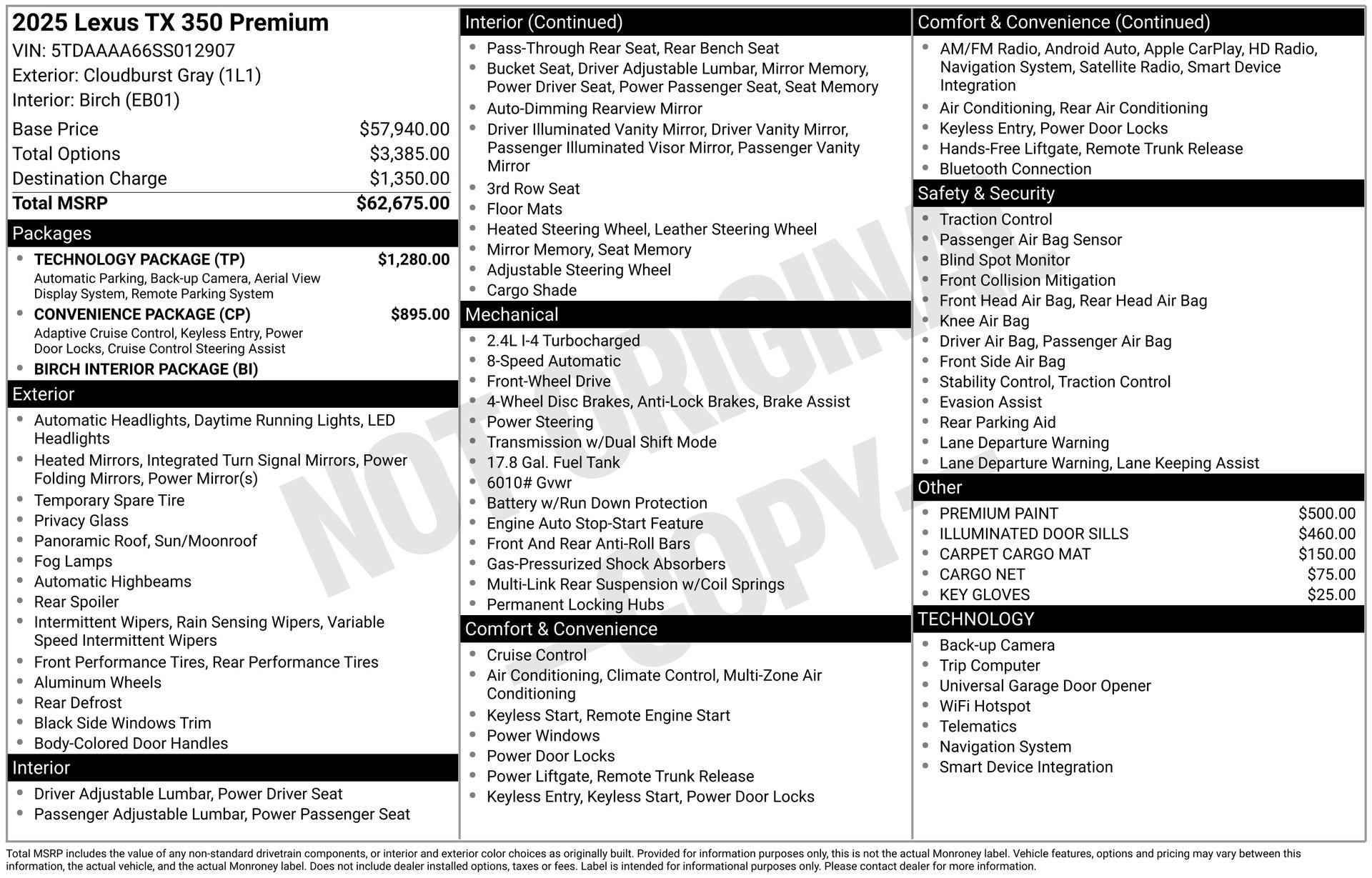 Used 2025 Lexus TX 350 350 Premium w/ Technology Package image 60