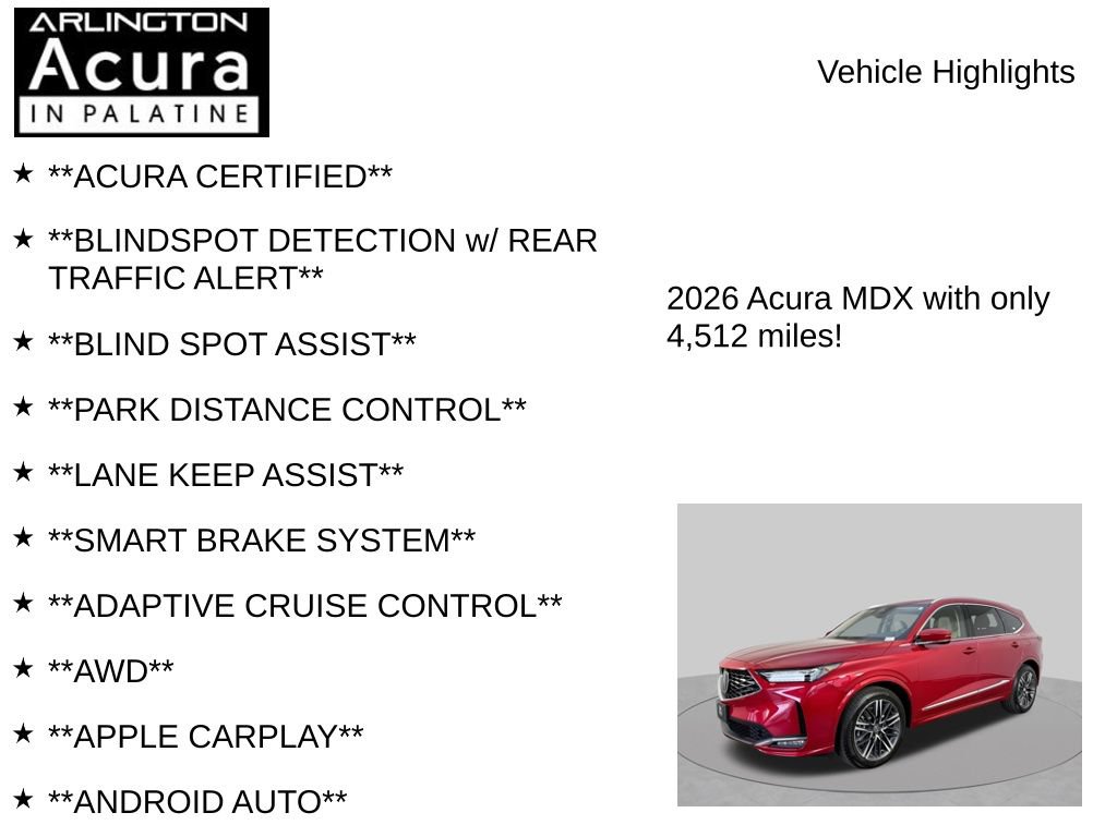 Certified 2026 Acura MDX w/ Advance Package AWD/4WD image 7