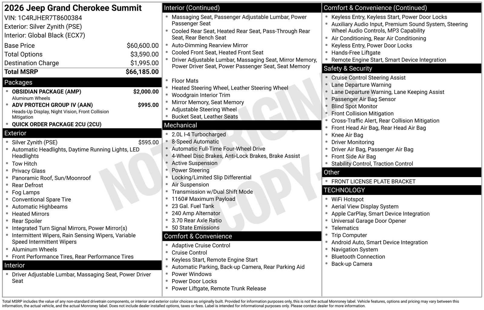New 2026 Jeep Grand Cherokee Summit w/ Obsidian Package AWD/4WD image 26