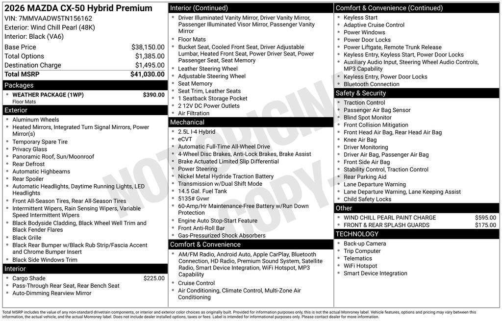 New 2026 MAZDA CX-50 AWD 2.5 Hybrid w/ Weather Package image 37