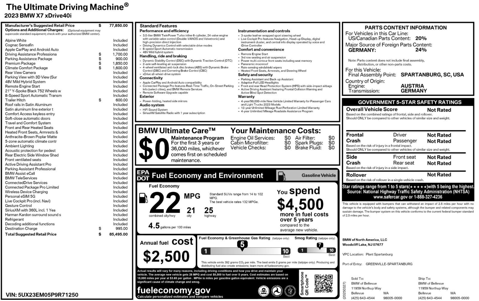 Used 2023 BMW X7 xDrive40i w/ Premium Package image 59