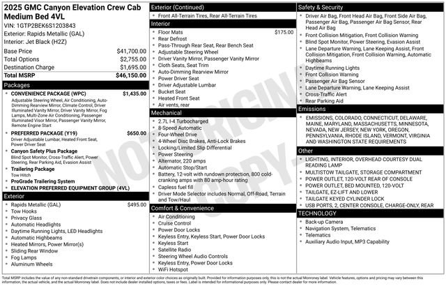 New 2025 GMC Canyon Elevation w/ Convenience Package image 9