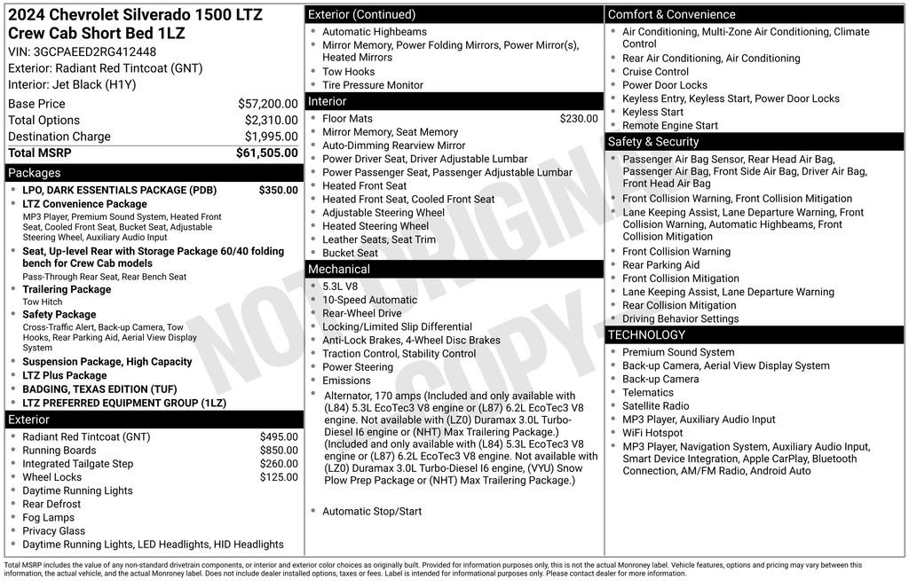 Used 2024 Chevrolet Silverado 1500 LTZ w/ LPO, Dark Essentials Package RWD image 37
