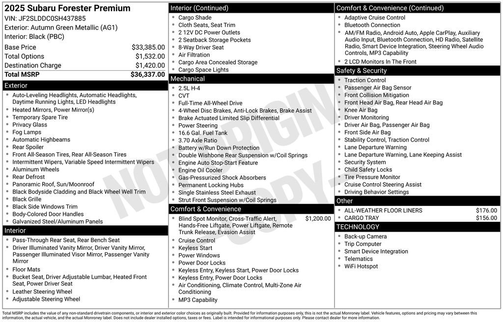 Certified 2025 Subaru Forester Premium AWD/4WD image 26