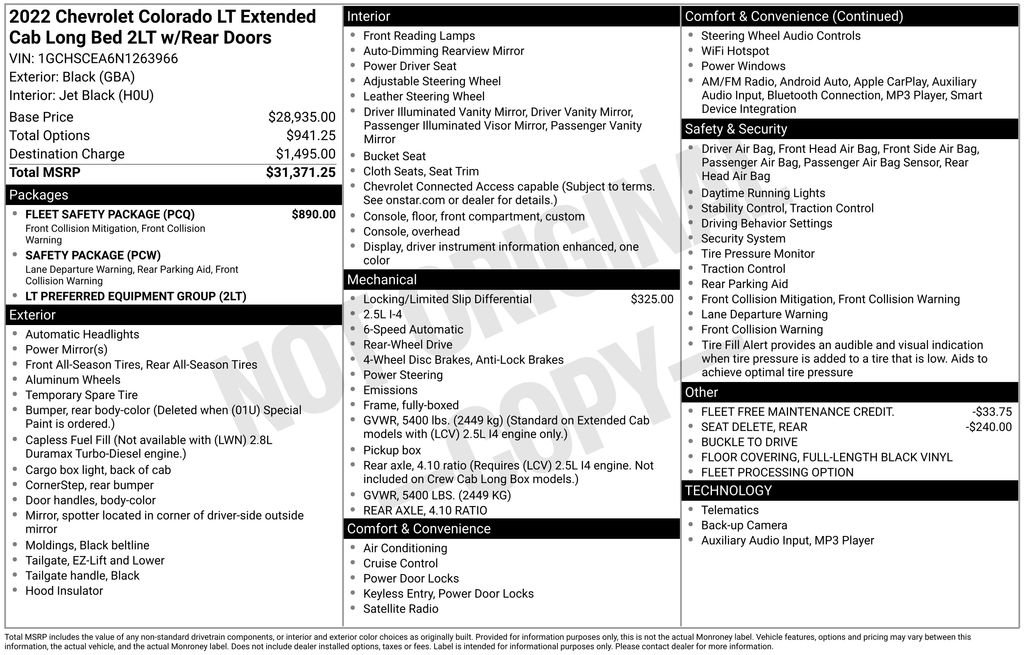 Certified 2022 Chevrolet Colorado LT w/ Fleet Safety Package image 32