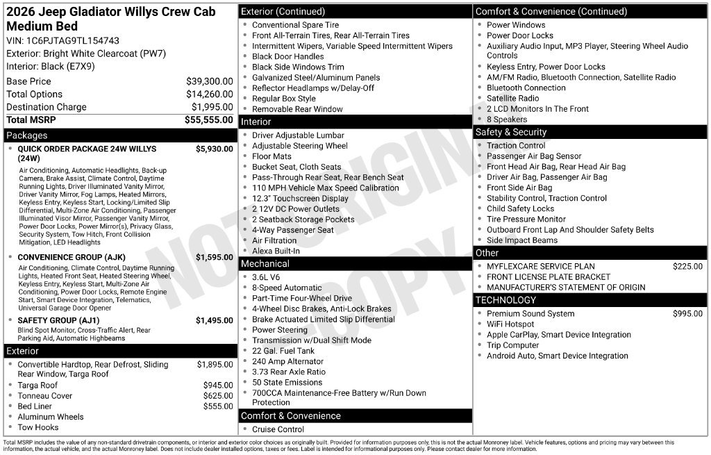New 2026 Jeep Gladiator Sport AWD/4WD image 6