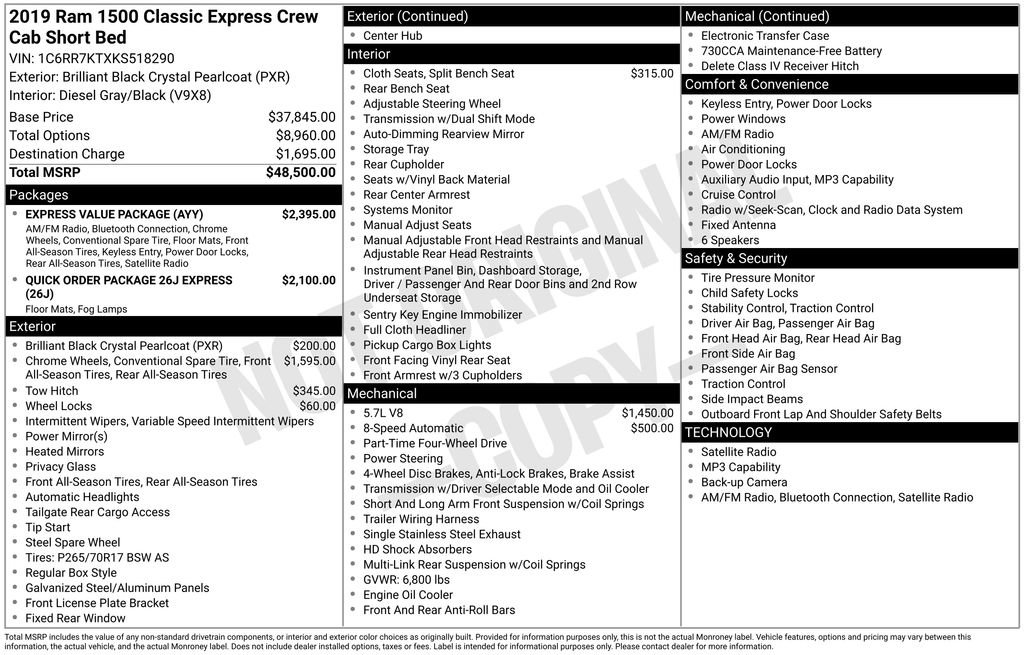 Used 2019 RAM 1500 Express w/ Express Value Package AWD/4WD image 15
