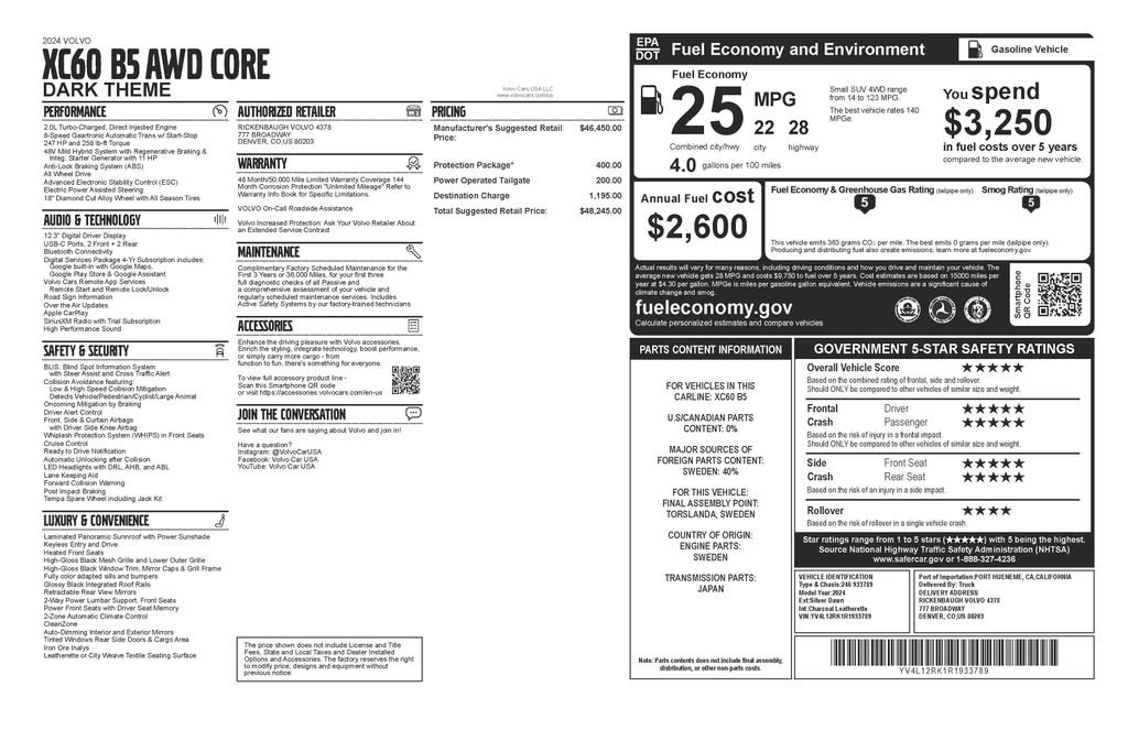 Used 2024 Volvo XC60 B5 Core image 4