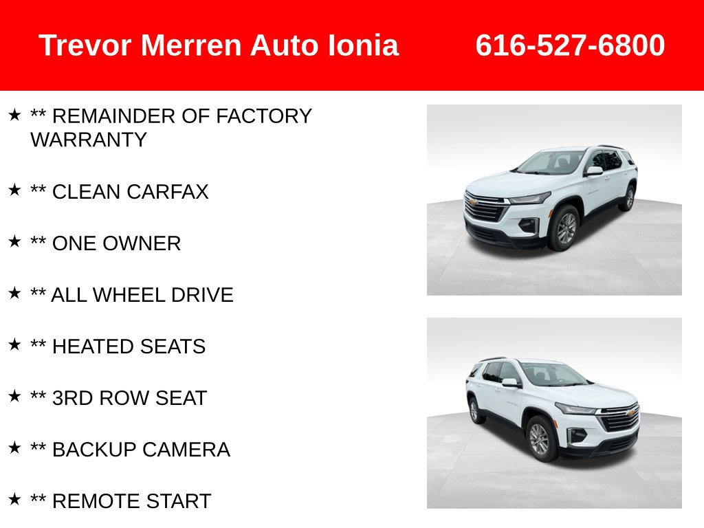 Used 2023 Chevrolet Traverse LT w/ LPO, Floor Liner Package AWD/4WD image 7