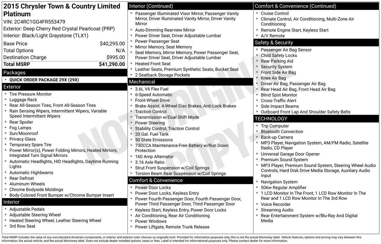 Used 2015 Chrysler Town & Country Limited Platinum FWD image 39