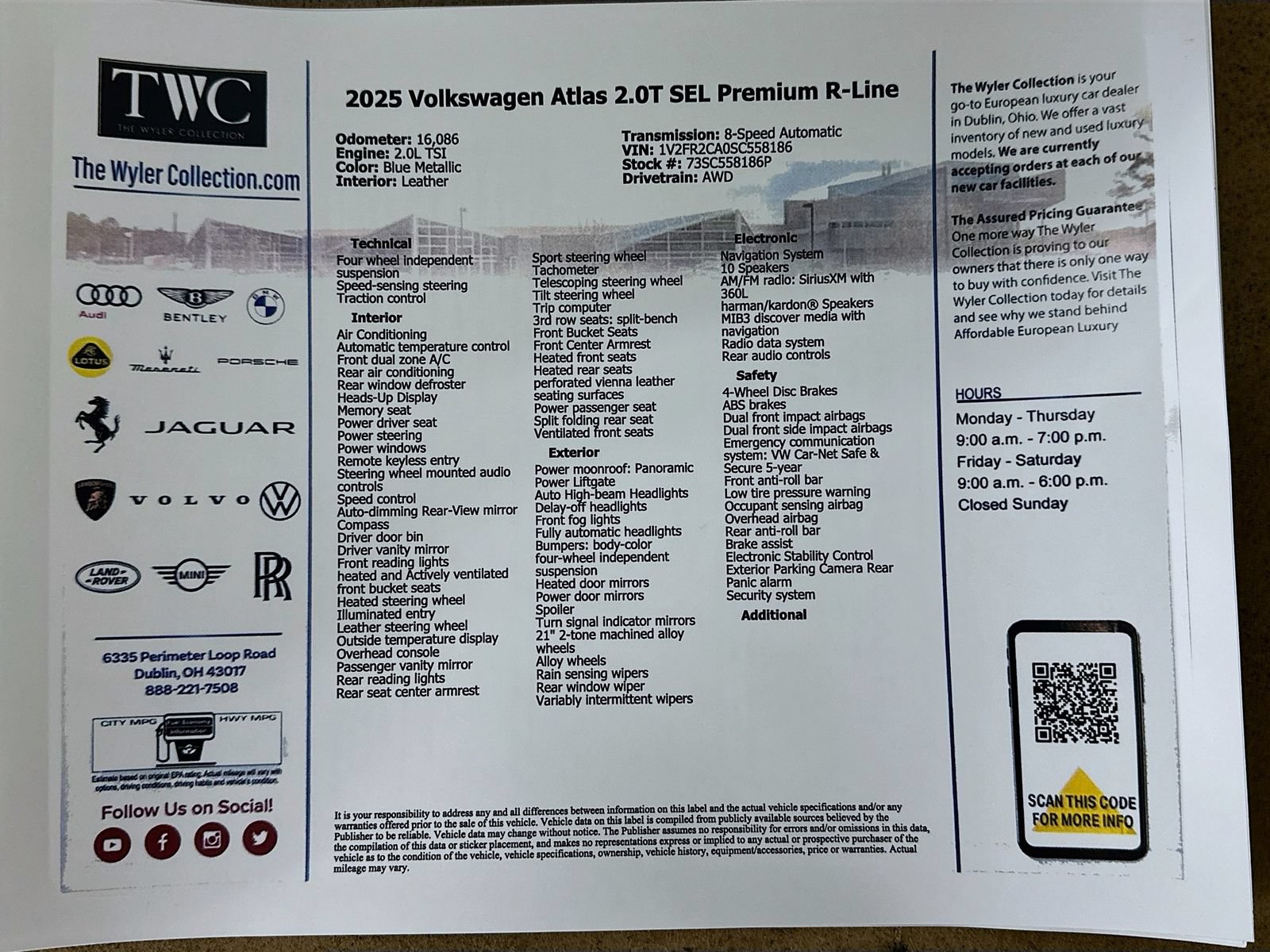 Used 2025 Volkswagen Atlas SEL Premium R-Line AWD/4WD image 49