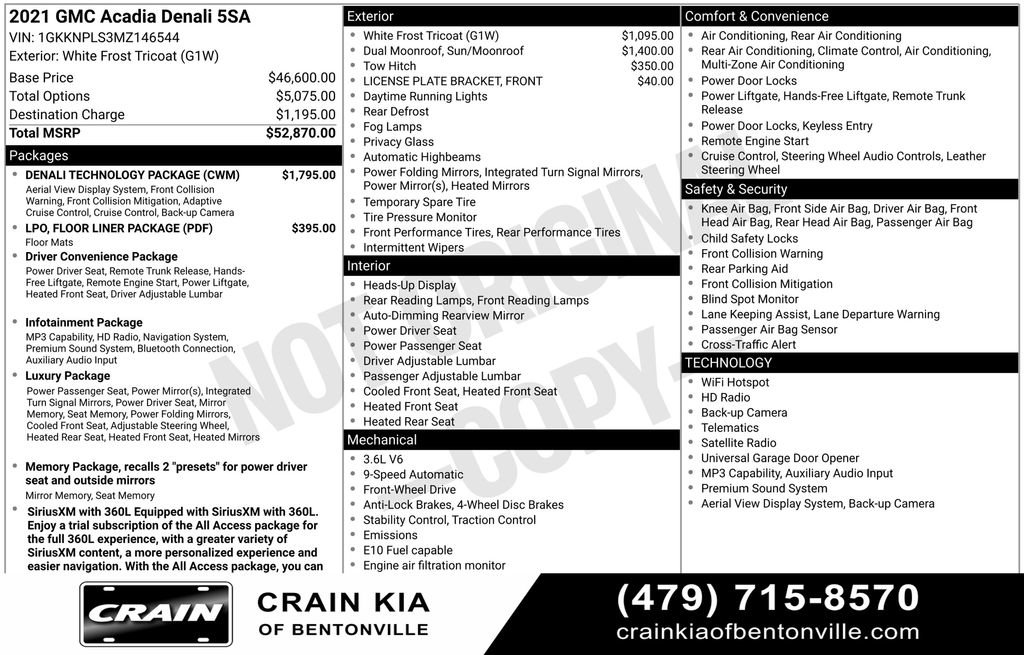 Used 2021 GMC Acadia Denali w/ Denali Technology Package FWD image 30