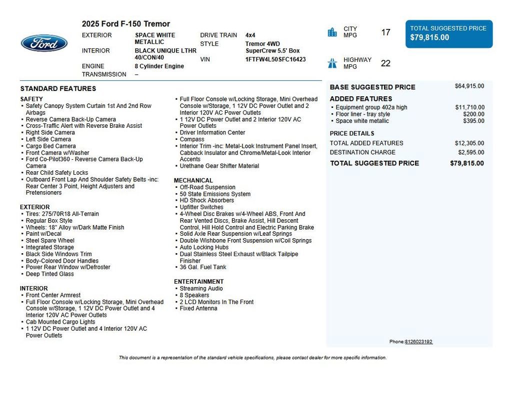 Used 2025 Ford F150 Tremor w/ Equipment Group 402A High image 51