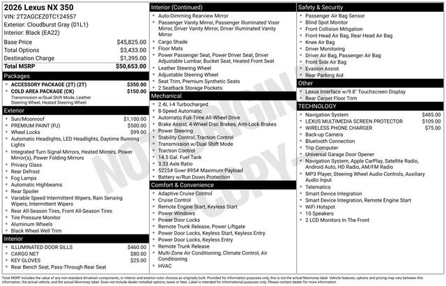 New 2026 Lexus NX 350 AWD w/ Accessory Package (2T) image 35