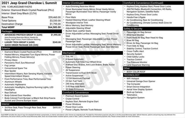 Certified 2021 Jeep Grand Cherokee L Summit w/ Advanced Protech Group IV AWD/4WD image 8