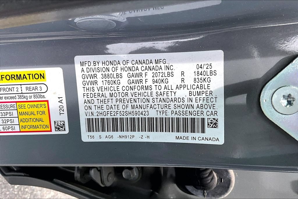 Certified 2025 Honda Civic Sport image 14