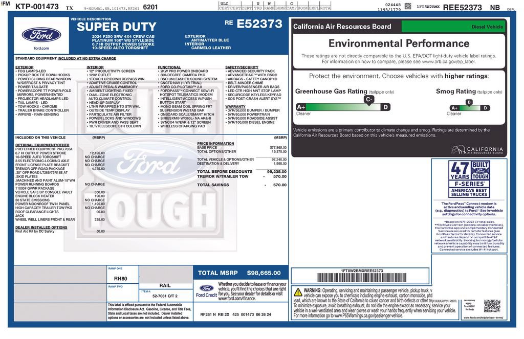 Used 2024 Ford F250 Platinum w/ Tremor Off-Road Package AWD/4WD image 4